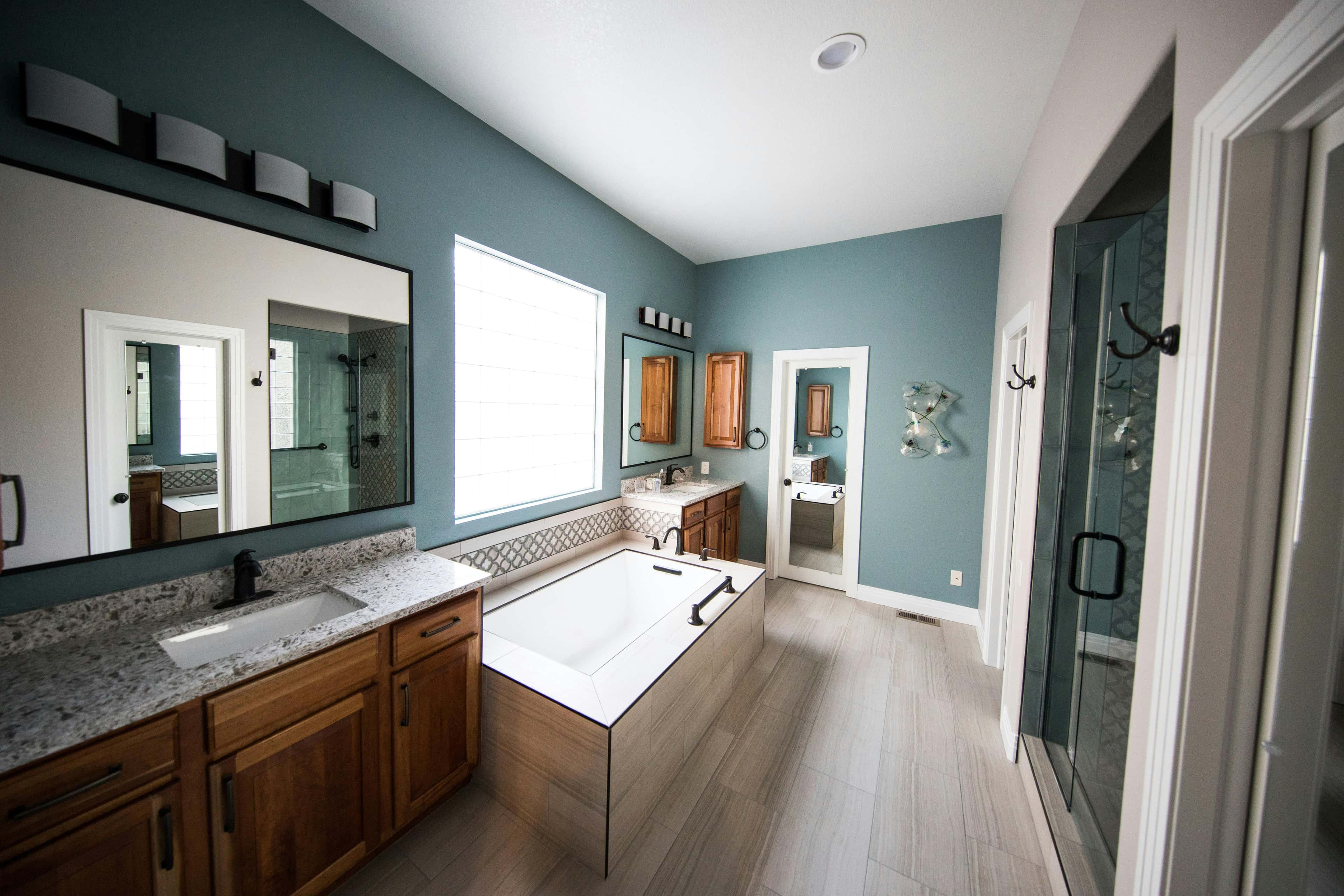Clean modern bathroom with pristine fixtures